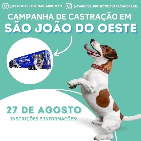 São João do Oeste novamente receberá a carreta do castramóvel